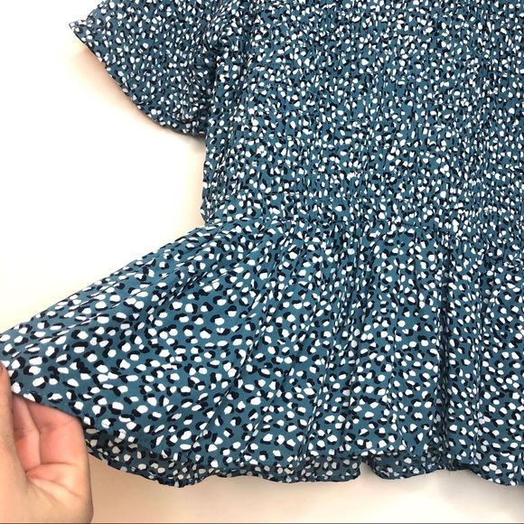 🆕 Ann Taylor Fiesta Dot Smocked Peplum Ruffle Top - Picture 11 of 14